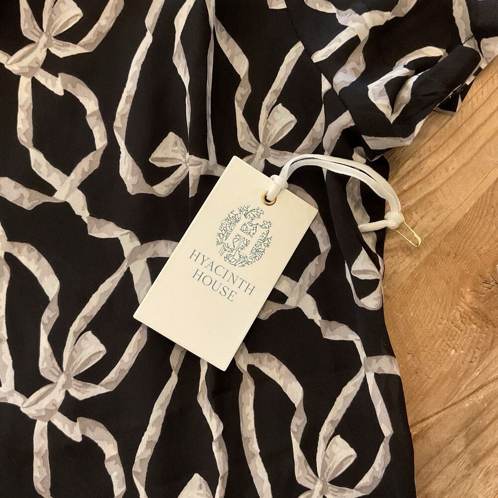 Tuckernuck Hyacinth House Bow Print Maxi Dress Black XS Rowan Style Boho NEW - Picture 7 of 11
